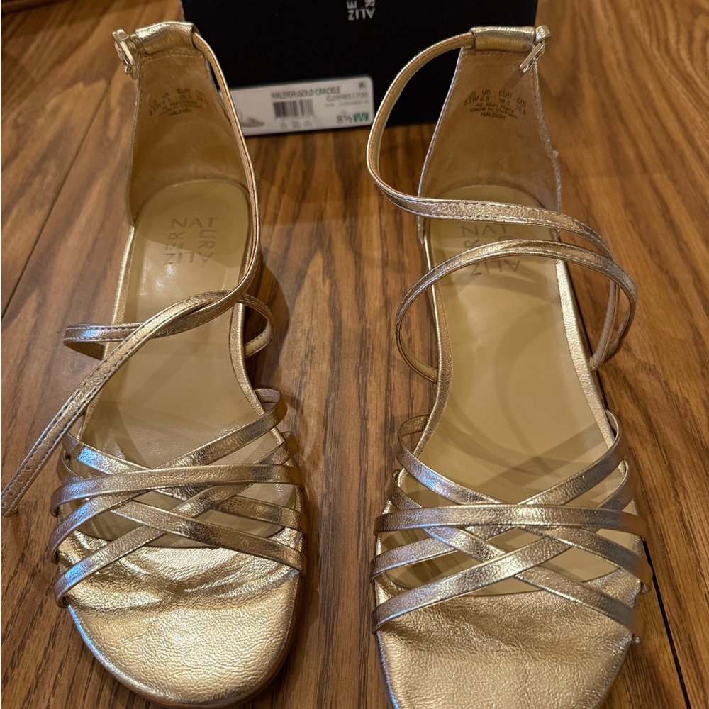 Naturalizer Metallic Gold Strappy Sandals